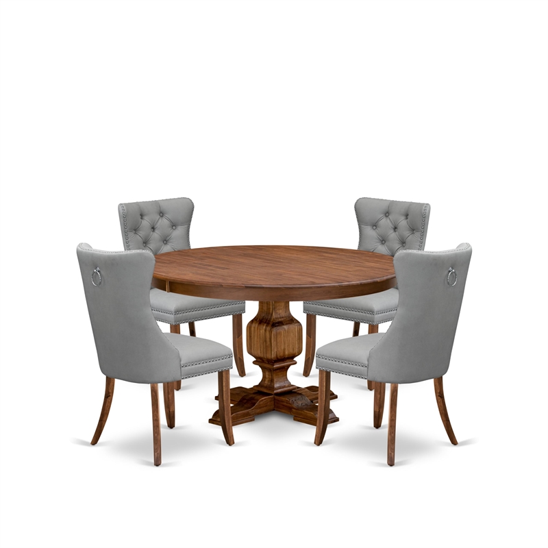 East West Furniture Ferris 5-Piece Dining Table Set in Walnut Finish