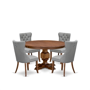 East West Furniture Ferris 5-Piece Dining Table Set in Walnut Finish