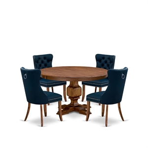 East West Furniture Ferris 5-Piece Mid Century Dining Set in Walnut Finish