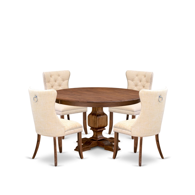 East West Furniture Ferris 5-Piece Mid Century Kitchen Set in Walnut Finish