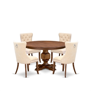 East West Furniture Ferris 5-Piece Mid Century Kitchen Set in Walnut Finish