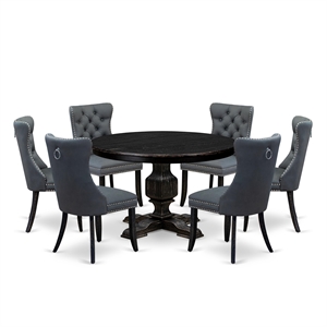 East West Furniture Ferris 7-Piece Modern Dining Table Set in Black Finish