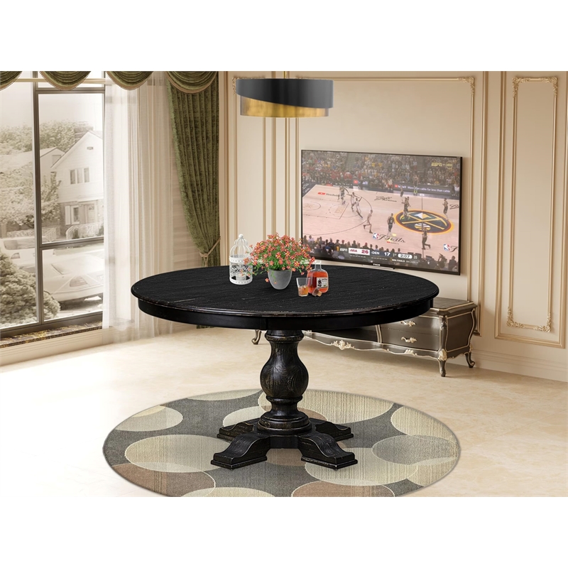 East West Furniture Ferris Wood Dining Table in Black Finish