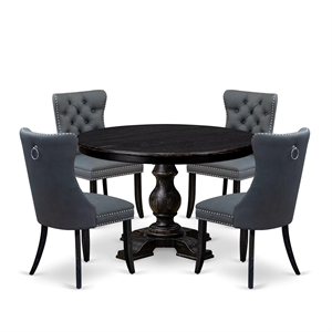 East West Furniture Ferris 5-Piece Kitchen Dining Set in Black Finish