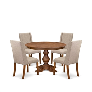 East West Furniture Ferris 5-Piece Modern Dining Set in Walnut Finish