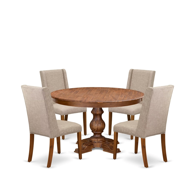 East West Furniture Ferris 5-Piece Mid-Century Dining Room Set in Walnut Finish