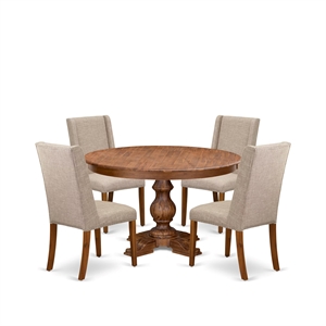East West Furniture Ferris 5-Piece Mid-Century Dining Room Set in Walnut Finish