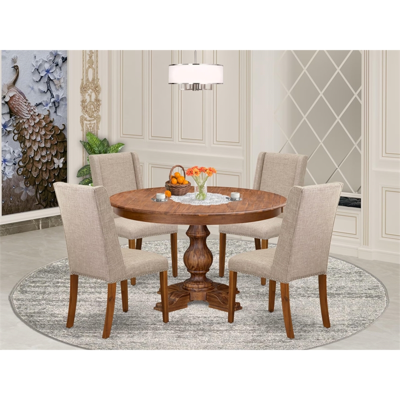East West Furniture Ferris 5-Piece Mid-Century Dining Room Set in Walnut Finish