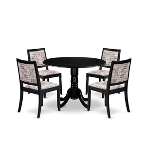 East West Furniture Dublin 5-Piece Kitchen Dining Set in Black Finish