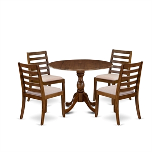 East West Furniture Dublin 5 Piece A Dinner Table Set in Walnut Finish