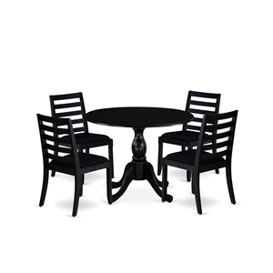 East West Furniture Dublin 5-Piece Kitchen Dining Set in Black Finish