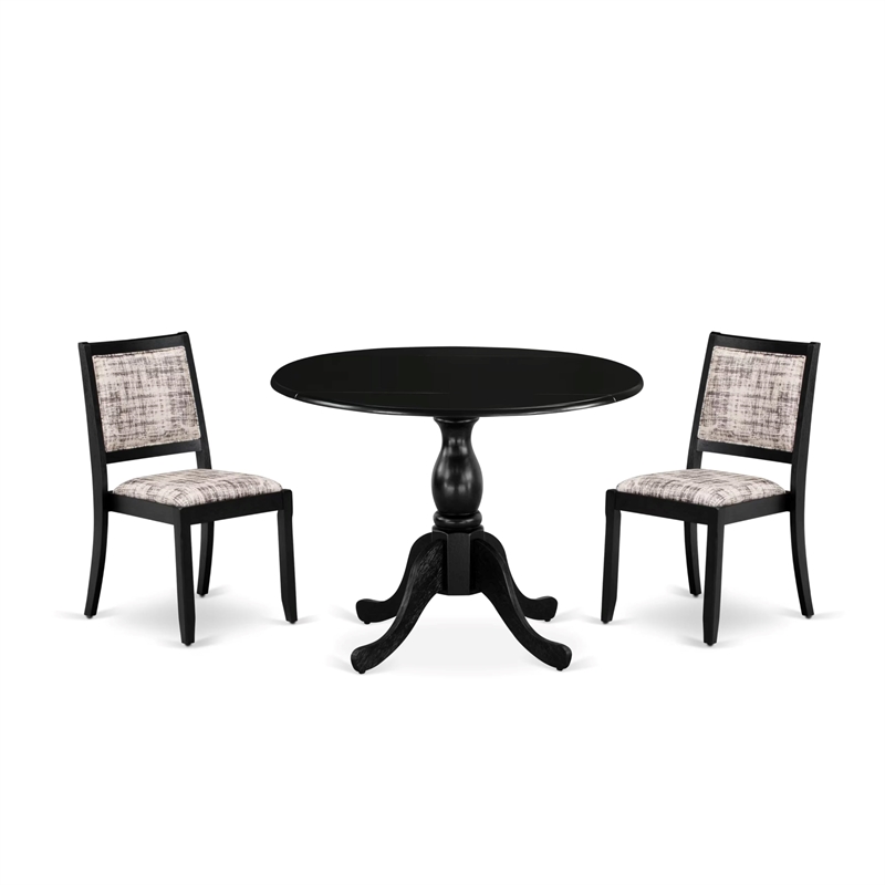 East West Furniture Dublin 3-Piece Modern Dining Set in Black Finish
