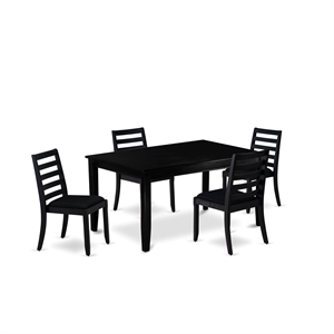 East West Furniture Dudley 5-Piece Dining Set in Black Finish