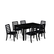 East West Furniture Dudley 7-Piece Kitchen Dining Set in Black Finish