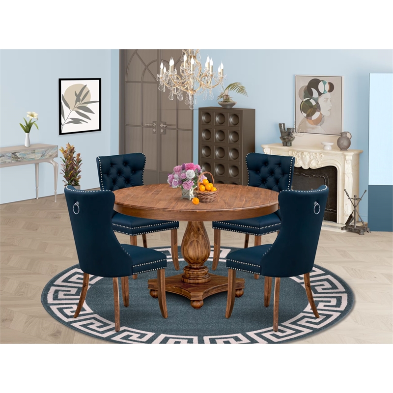East West Furniture Ferris 5-Piece Modern Dining Set in Walnut Finish