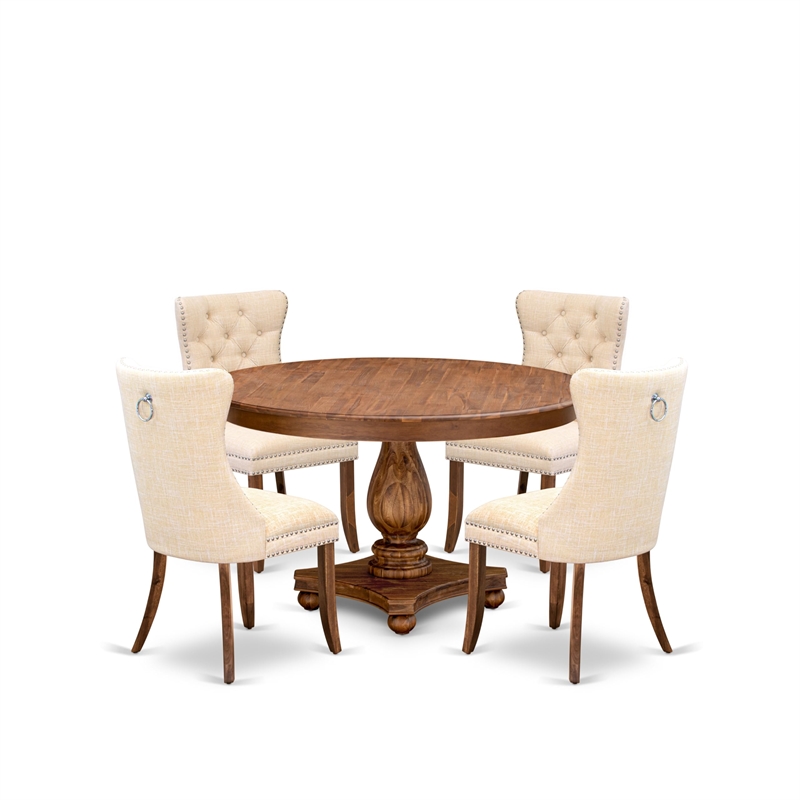 East West Furniture Ferris 5-Piece Dining Table Set in Walnut Finish