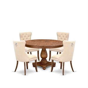 East West Furniture Ferris 5-Piece Dining Table Set in Walnut Finish