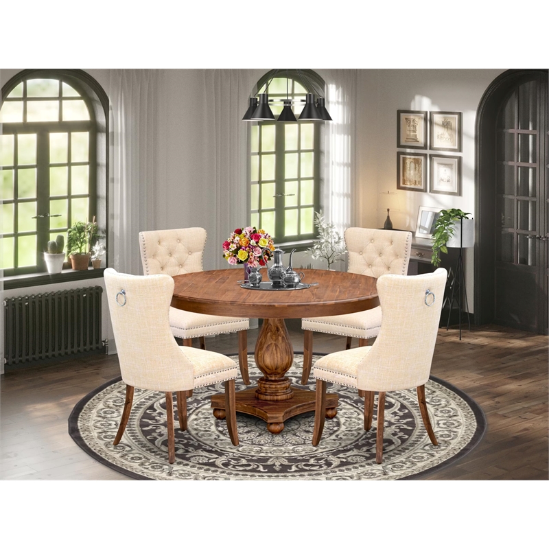 East West Furniture Ferris 5-Piece Dining Table Set in Walnut Finish
