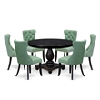 East West Furniture Ferris 7 Piece Round Kitchen Set in Black Finish