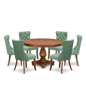 East West Furniture Ferris 7-Piece Modern Dining Table Set in Walnut Finish