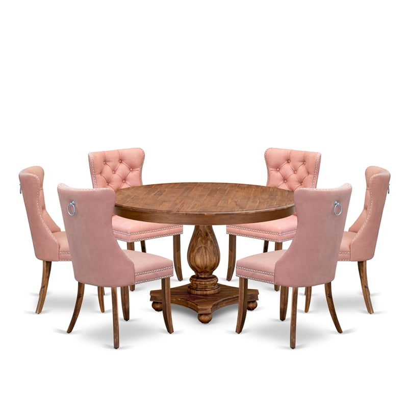 East West Furniture Ferris 7-Piece Kitchen Table Set in Walnut Finish