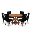 East West Furniture Ferris 7-Piece Kitchen Table Set in Walnut Finish