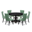 East West Furniture Ferris 7 Piece Round Dining Table Set in Black Finish