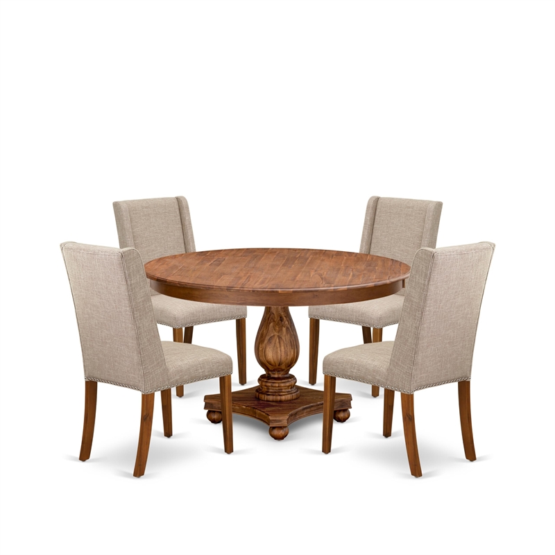 East West Furniture Ferris 5-Piece Dining Set in Walnut Finish