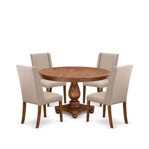 East West Furniture Ferris 5-Piece Dining Set in Walnut Finish