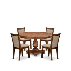 East West Furniture Ferris 5-Piece Kitchen Dining Set in Walnut Finish