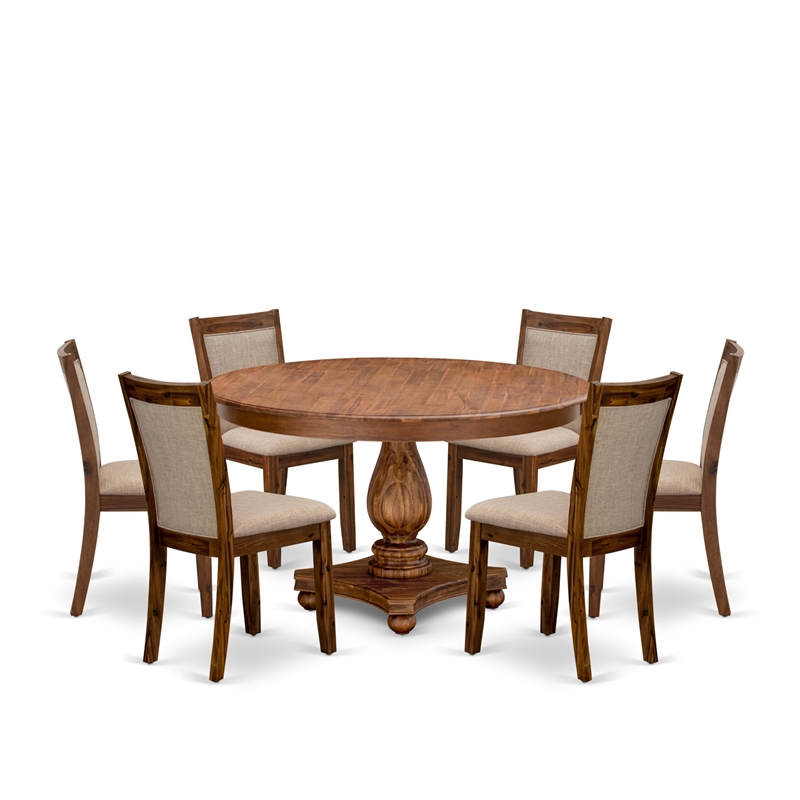 East West Furniture Ferris 7-Piece Mid-Century Kitchen Table Set in Walnut