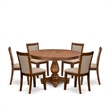 East West Furniture Ferris 7-Piece Mid-Century Kitchen Table Set in Walnut