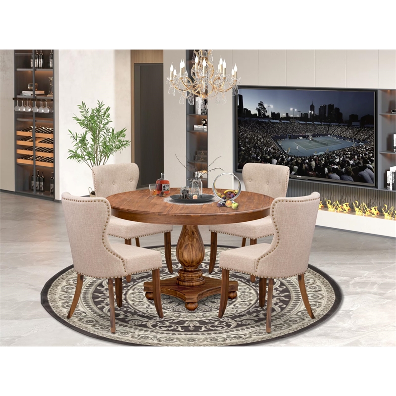 East West Furniture Ferris 5-Piece Modern Dining Set in Walnut Finish