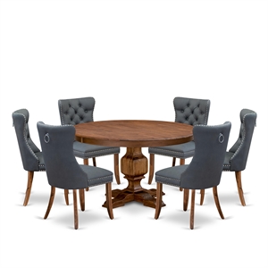East West Furniture Ferris 7-Piece Kitchen Table Set in Walnut Finish