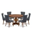 East West Furniture Ferris 7-Piece Kitchen Table Set in Walnut Finish