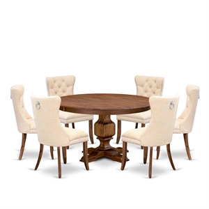 East West Furniture Ferris 7-Piece Modern Dining Table Set in Walnut Finish