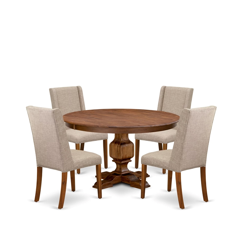 East West Furniture Ferris 5-Piece Modern Dining Set in Walnut Finish