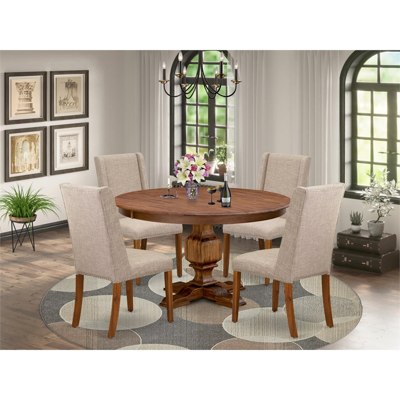 East West Furniture Ferris 5-Piece Modern Dining Set in Walnut Finish