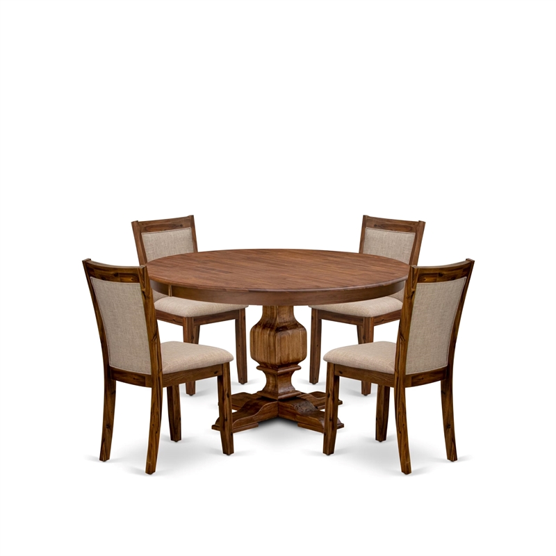 East West Furniture Ferris 5-Piece Dining Table Set in Walnut Finish