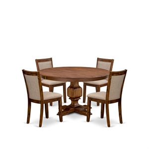 East West Furniture Ferris 5-Piece Dining Table Set in Walnut Finish