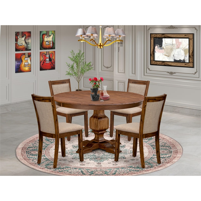 East West Furniture Ferris 5-Piece Dining Table Set in Walnut Finish