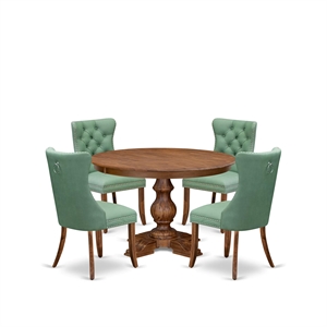 East West Furniture Ferris 5-Piece Kitchen Dining Set in Walnut Finish