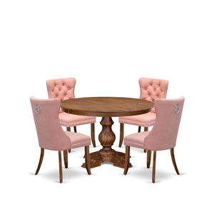 East West Furniture Ferris 5-Piece Modern Dining Set in Walnut Finish