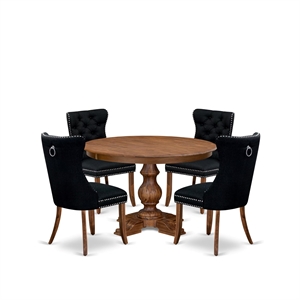 East West Furniture Ferris 5-Piece Modern Dining Set in Walnut Finish