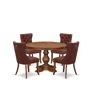 East West Furniture Ferris 5-Piece Modern Dining Set in Walnut Finish