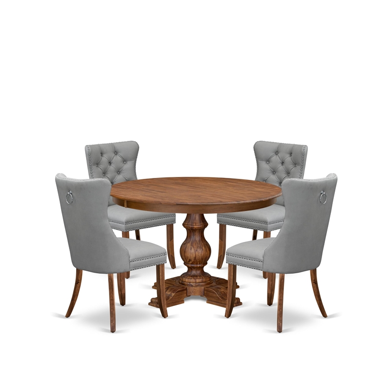 East West Furniture Ferris 5-Piece Modern Dining Set in Walnut Finish