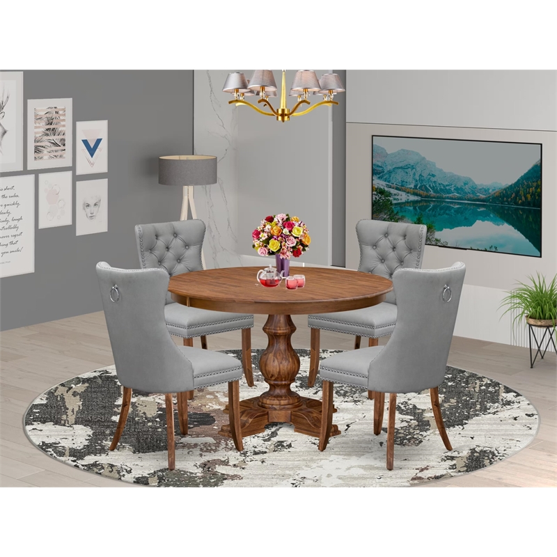 East West Furniture Ferris 5-Piece Modern Dining Set in Walnut Finish