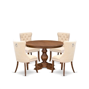 East West Furniture Ferris 5-Piece Dining Room Set in Walnut Finish