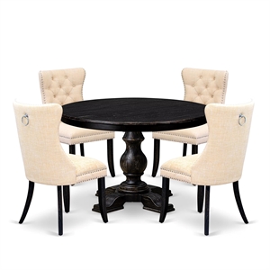 East West Furniture Ferris 5-Piece Dining Table Set in Black Finish