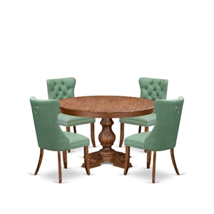 East West Furniture Ferris 5-Piece Dining Room Table Set in Walnut Finish